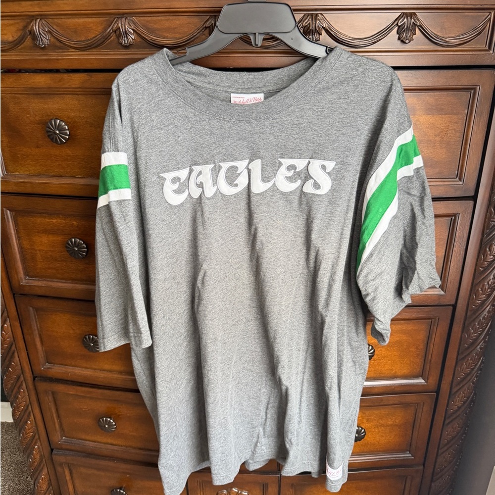 Mitchell & Ness Gray and Green Eagles Short Sleeve Tee